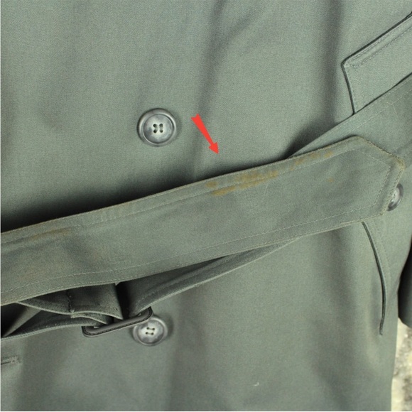 Vintage Towne London Fog Trench Coat Removable Liner Belted 44 Green Pockets - Picture 13 of 15